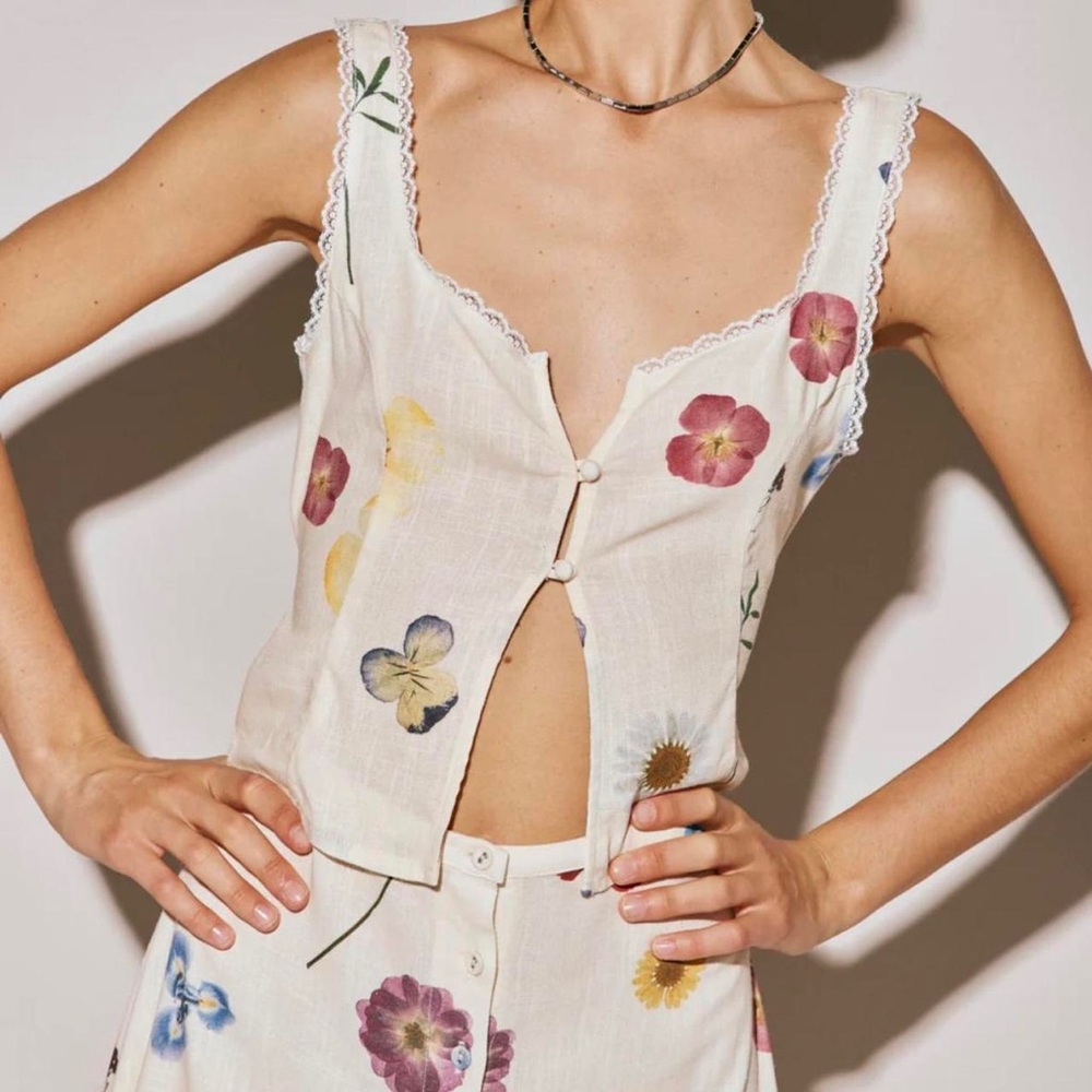 VRG GIRL Floral Button-Down Top